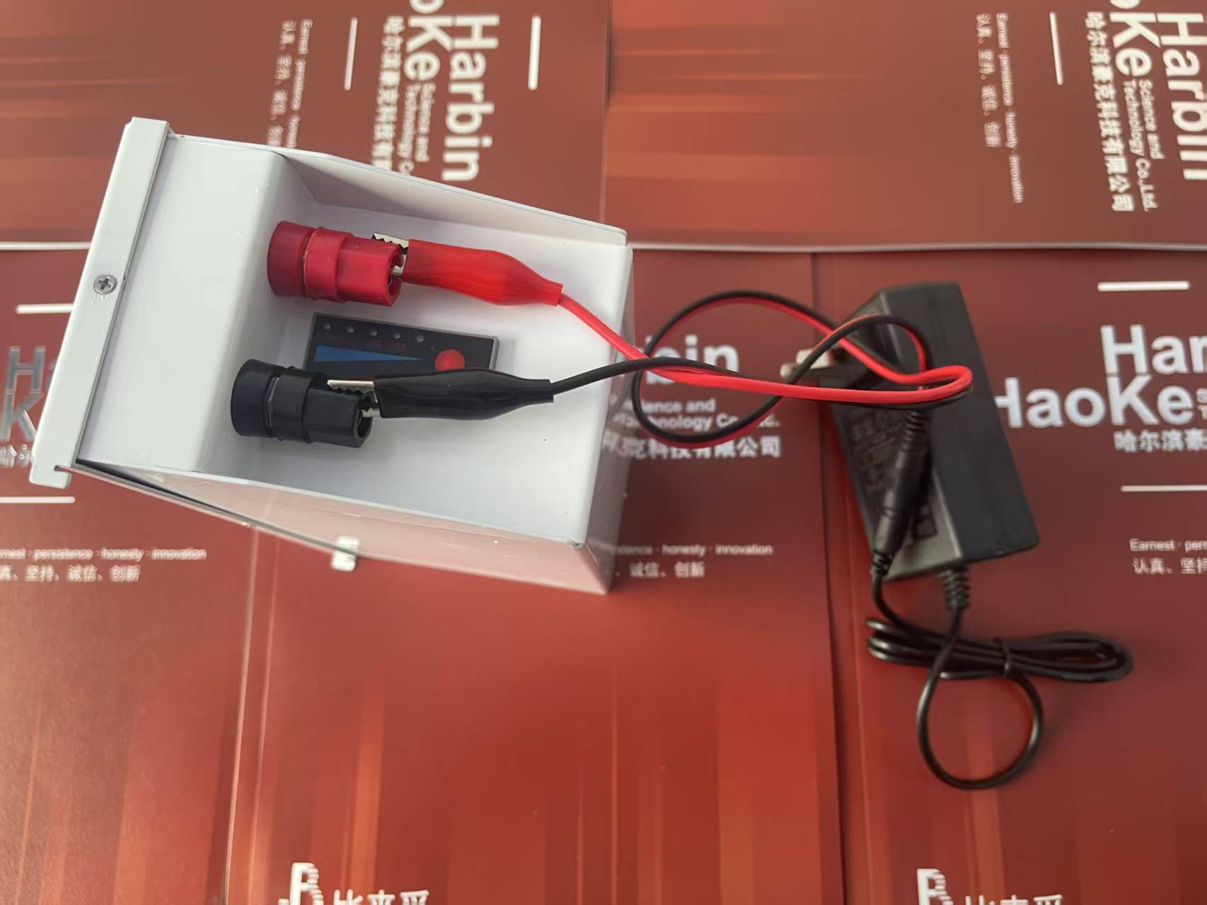 Battery and Charging Cable Connection (Actual Photo)